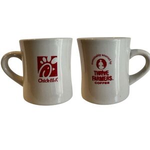 Chick fil A coffee Mug Cup Thrive Thr!ve Farmers heavy diner white red logo